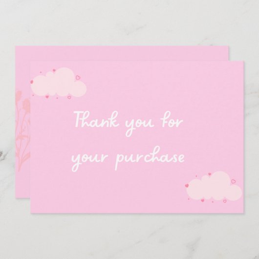 Pink Clouds Herz Danke für die Karte Kleines Unter (Vorne/Hinten)