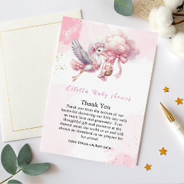 Pink Clouds It's a Girl Baby Shower Thank You Card Dankeskarte