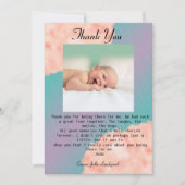 Pink Clouds & Rainbow Colors Baby Vielen Dank Einladung (Vorderseite)