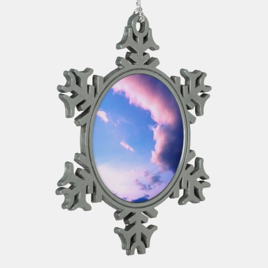 Pink clouds schneeflocken Zinn-Ornament (Links)