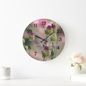 Pink Clover Flowers Photography   Große Wanduhr (Zuhause)