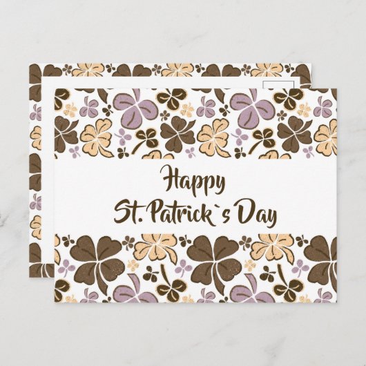 Pink Clover Kleeblatt Pattern St Patrick`s Day Postkarte (Vorne/Hinten)