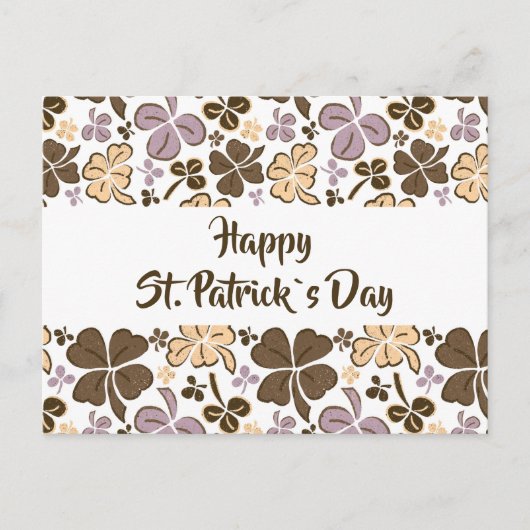 Pink Clover Kleeblatt Pattern St Patrick`s Day Postkarte (Vorderseite)