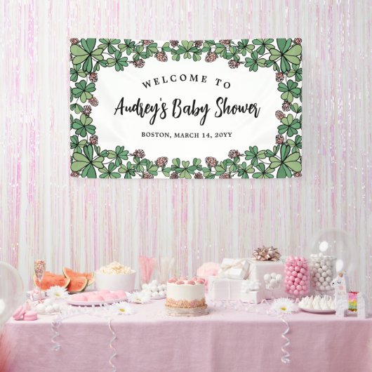 Pink Clovers Girl Baby Dusche Willkommen Banner (Party)