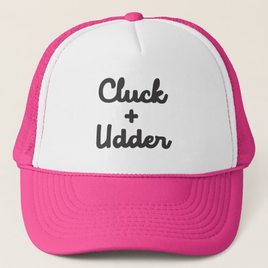 Pink Cluck und Udder Trucker Hat Truckerkappe (Vorderseite)