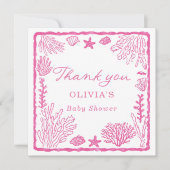 Pink Coastal Baby Shower  Dankeskarte (Vorderseite)