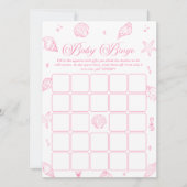 Pink Coastal Beach Baby Shower Bingo Game Card Einladung (Vorderseite)