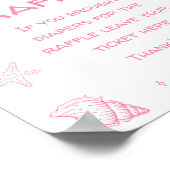 Pink Coastal Beach Baby Shower Diaper Raffle  Poster (Ecke)