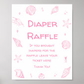 Pink Coastal Beach Baby Shower Diaper Raffle  Poster (Vorne)