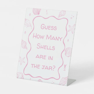 Pink Coastal Beach Baby Shower Guess How Many  Sockelschild