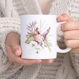 Pink Cockatop Parrot Wasserfarbe Kunst Kaffeetasse