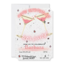 Pink Cocktail 40th Birthday Invitation