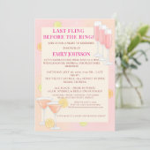 Pink Cocktail Bachelorette Party Einladung (Stehend Vorderseite)