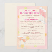 Pink Cocktail Bachelorette Party Einladung (Vorne/Hinten)