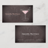 Pink Cocktail Barkeeper Mixologe Chalkboard Visitenkarte (Vorne/Hinten)