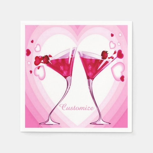 Pink Cocktail Brille Napkins Serviette (Vorderseite)