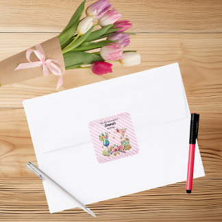 Pink Cocktail Candy Glitzer Geburtstag Quadratischer Aufkleber