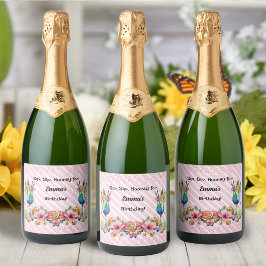 Pink Cocktail Candy Glitzer Geburtstag Schaumweinetikett