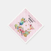 Pink Cocktail Candy Glitzer Geburtstag Serviette (Ecke)