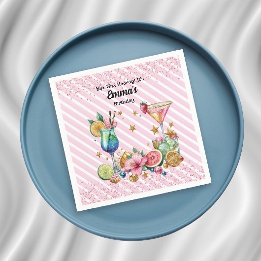 Pink Cocktail Candy Glitzer Geburtstag Serviette