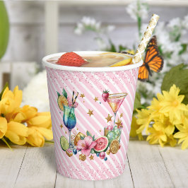 Pink Cocktail Candy Glitzer Geburtstagskuppel Pappbecher