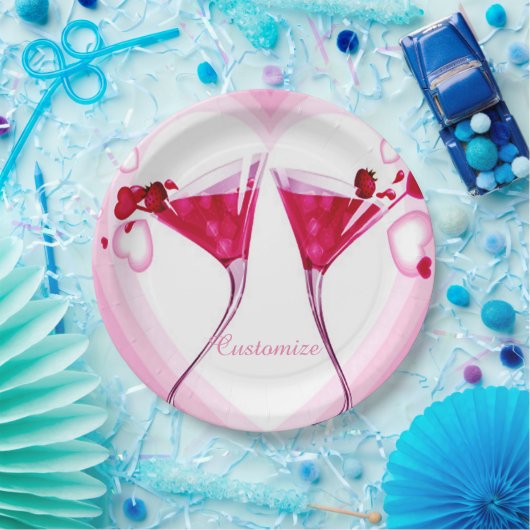 Pink Cocktail Gläser Papier Teller (Party)