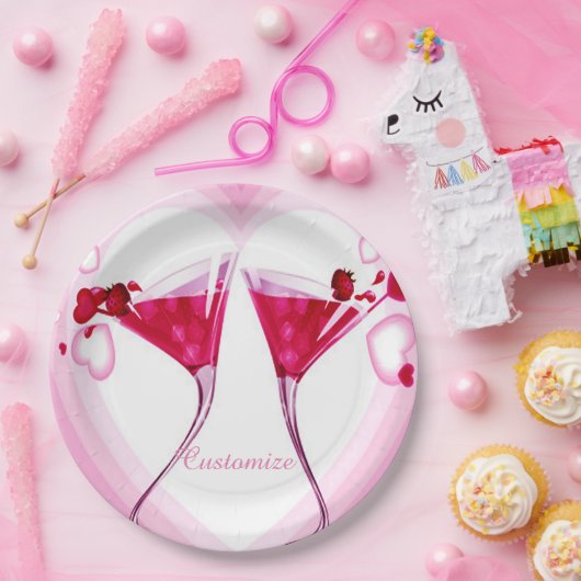 Pink Cocktail Gläser Papier Teller (Party)