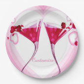 Pink Cocktail Gläser Papier Teller (Vorderseite)