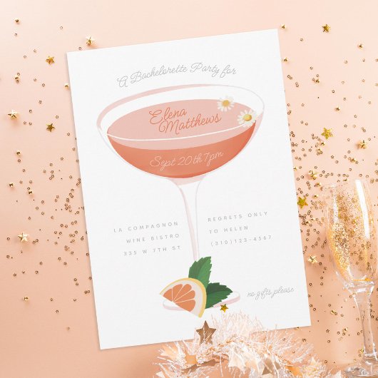 Pink Cocktail Junggeselinnen-Abschied Einladung