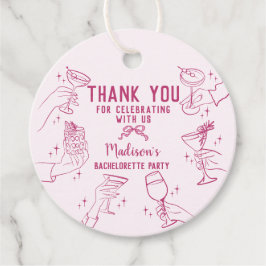 Pink Cocktail Party Bachelorette Dessert Geschenkanhänger