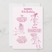 Pink Cocktail Party Geburtstagsparty Einladung (Rückseite)