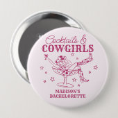 Pink Cocktails und Cowgirls Bachelorette Favoriten Button (Vorne & Hinten)