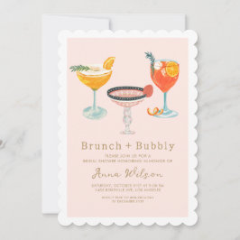 Pink Coctails Brunch Bubbly Blush Brautparty Einladung