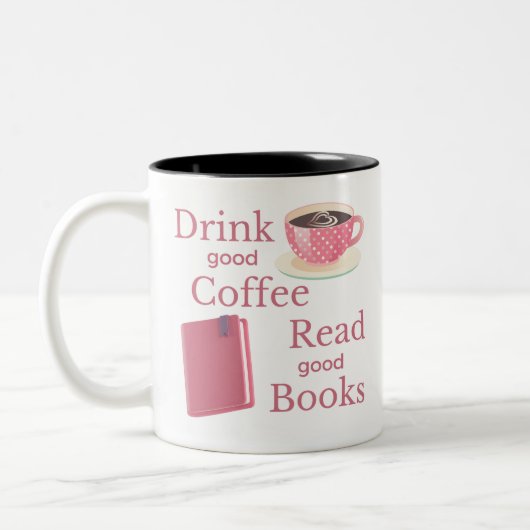 Pink Coffee and Book Lover Tasse (Links)
