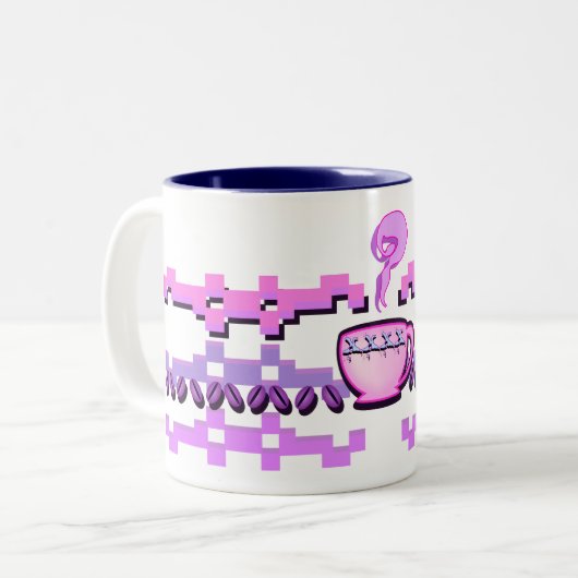 Pink Coffee Bean Fair Isle Zweifarbige Tasse (Vorderseite Links)