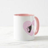 Pink Coffee Cup Happy Cat Couple Tasse (VorderseiteRechts)