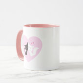 Pink Coffee Cup Happy Cat Couple Tasse (Vorderseite Links)