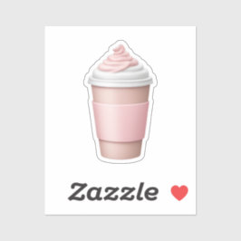 Pink Coffee Cup mit weicher Creme Emoji Aufkleber