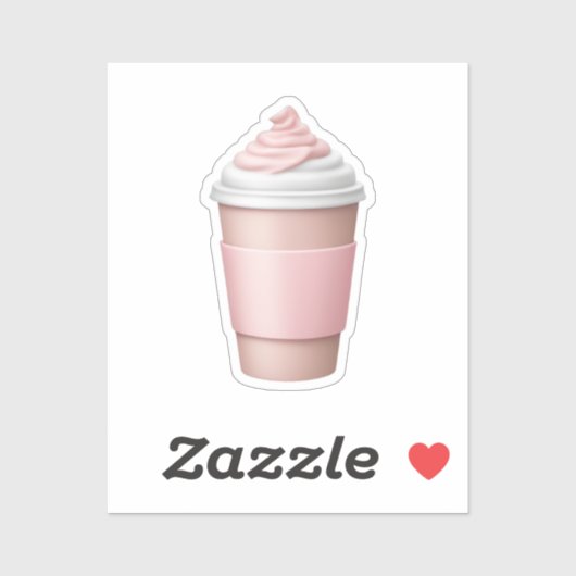 Pink Coffee Cup mit weicher Creme Emoji Aufkleber (Blatt)