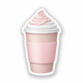 Pink Coffee Cup mit weicher Creme Emoji Aufkleber (Vorderseite)
