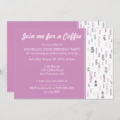 Pink Coffee Liebhaber Geburtstagsfeier Einladungen (Vorne/Hinten)