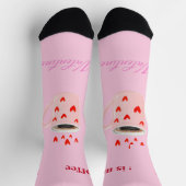 Pink Coffee Mug Valentine's Day Hearts Socken (Oben)