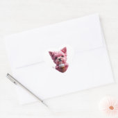 pink coffee puppy Herz-Aufkleber (Umschlag)