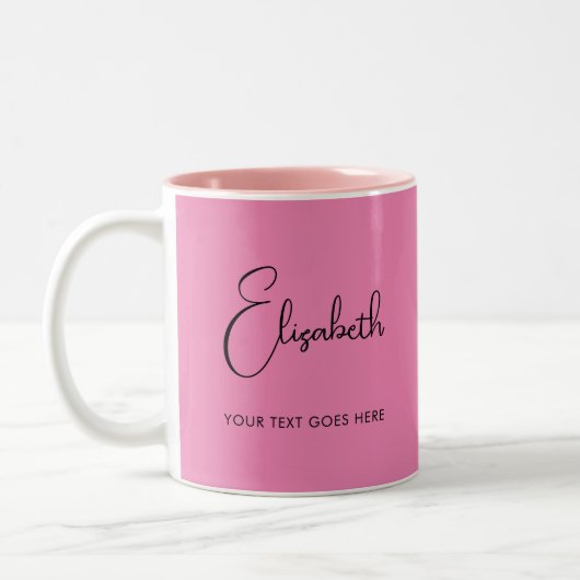 Pink Coffee Tasse Skriptname Textvorlage (Links)