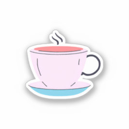 Pink Coffee Teacup Aufkleber