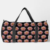 Pink Collarette Dahlia Blumenmuster auf schwarz Duffle Bag (Vorderseite)