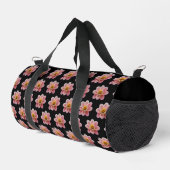 Pink Collarette Dahlia Blumenmuster auf schwarz Duffle Bag (Rechte Ecke)