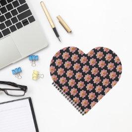 Pink Collarette Dahlia Blumenmuster auf schwarz Notizblock