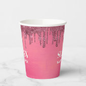 Pink color faux glitter birthday pappbecher (Links)