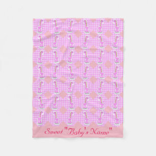 Pink Color Quilt Giraffen Design Fleece Blanket